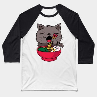 Cute & Funny Anime Kitty Ramen Kawaii Cat Baseball T-Shirt